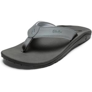 OLUKAI Ho’opio Hau Women’s Beach Sandals, Quick-Dry Flip-Flop Slides, Water Resistant Suede Lining & Wet Grip Soles, Soft Comfort Fit & Arch Support(Ash/Rock)
