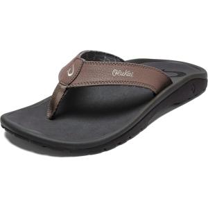 OLUKAI Ho’opio Hau Women’s Beach Sandals, Quick-Dry Flip-Flop Slides, Water Resistant Suede Lining & Wet Grip Soles, Soft Comfort Fit & Arch Support(Banyan/Island Salt)
