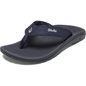 OLUKAI Ho’opio Hau Women’s Beach Sandals, Quick-Dry Flip-Flop Slides, Water Resistant Suede Lining & Wet Grip Soles, Soft Comfort Fit & Arch Support(Blue Depth/Dk Shadow)
