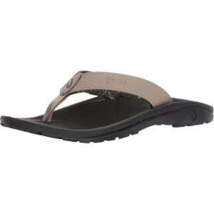 OLUKAI Ho’opio Hau Women’s Beach Sandals, Quick-Dry Flip-Flop Slides, Water Resistant Suede Lining & Wet Grip Soles, Soft Comfort Fit & Arch Support(Clay Black)