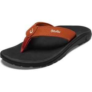 OLUKAI Ho’opio Hau Women’s Beach Sandals, Quick-Dry Flip-Flop Slides, Water Resistant Suede Lining & Wet Grip Soles, Soft Comfort Fit & Arch Support(Dirt/Lava Rock)