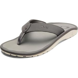 OLUKAI Ho’opio Hau Women’s Beach Sandals, Quick-Dry Flip-Flop Slides, Water Resistant Suede Lining & Wet Grip Soles, Soft Comfort Fit & Arch Support(Graphite/Graphite)