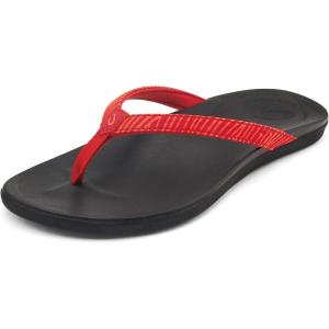OLUKAI Ho’opio Hau Women’s Beach Sandals, Quick-Dry Flip-Flop Slides, Water Resistant Suede Lining & Wet Grip Soles, Soft Comfort Fit & Arch Support(Lehua/Lehua)