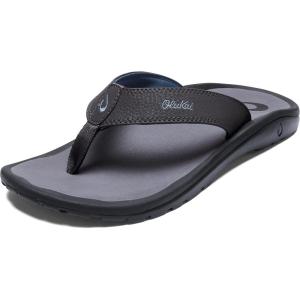 OLUKAI Ho’opio Hau Women’s Beach Sandals, Quick-Dry Flip-Flop Slides, Water Resistant Suede Lining & Wet Grip Soles, Soft Comfort Fit & Arch Support(Pavement/Pavement)