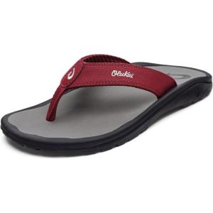 OLUKAI Ho’opio Hau Women’s Beach Sandals, Quick-Dry Flip-Flop Slides, Water Resistant Suede Lining & Wet Grip Soles, Soft Comfort Fit & Arch Support(Terra/Stone)
