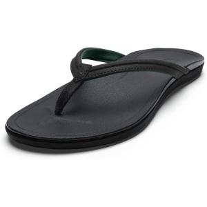 OLUKAI Ho’opio Malua Women’s Water Friendly Sandals, Flip Flops for Beach & Everyday, Arch Support & Comfort Fit(Lava Rock/Lava Rock)