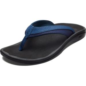 OLUKAI Ohana Women’s Beach Sandals, Water Resistant Flip Flops, Arch Support & Comfort Fit, Lightweight & Durable, Enhanced Grip & Traction(Blueberry/Black)