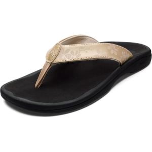 OLUKAI Ohana Women’s Beach Sandals, Water Resistant Flip Flops, Arch Support & Comfort Fit, Lightweight & Durable, Enhanced Grip & Traction(Bubbly/Orchid)