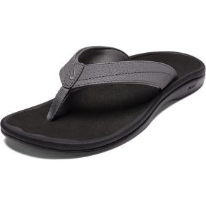 OLUKAI Ohana Women’s Beach Sandals, Water Resistant Flip Flops, Arch Support & Comfort Fit, Lightweight & Durable, Enhanced Grip & Traction(Charcoal/Onyx)