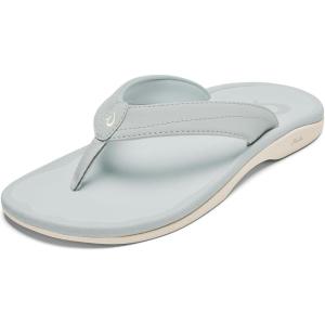 OLUKAI Ohana Women’s Beach Sandals, Water Resistant Flip Flops, Arch Support & Comfort Fit, Lightweight & Durable, Enhanced Grip & Traction(Cloud Grey/Cloud Grey)