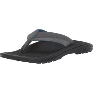 OLUKAI Ohana Women’s Beach Sandals, Water Resistant Flip Flops, Arch Support & Comfort Fit, Lightweight & Durable, Enhanced Grip & Traction(Dark Shadow/Dark Shadow)