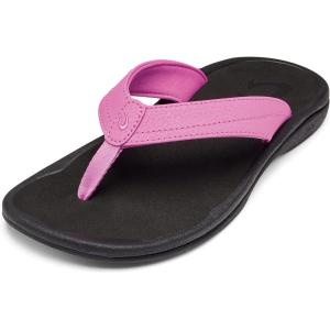 OLUKAI Ohana Women’s Beach Sandals, Water Resistant Flip Flops, Arch Support & Comfort Fit, Lightweight & Durable, Enhanced Grip & Traction(Dragon Fruit/Black)