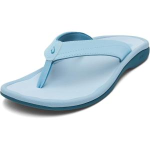 OLUKAI Ohana Women’s Beach Sandals, Water Resistant Flip Flops, Arch Support & Comfort Fit, Lightweight & Durable, Enhanced Grip & Traction(Misty Blue/Misty Blue)