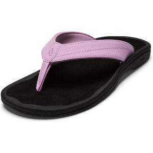 OLUKAI Ohana Women’s Beach Sandals, Water Resistant Flip Flops, Arch Support & Comfort Fit, Lightweight & Durable, Enhanced Grip & Traction(Paradise Pink/Lava Rock)
