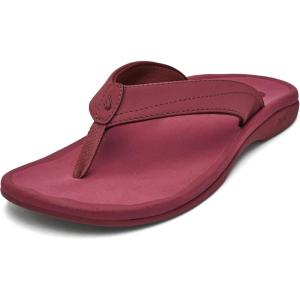 OLUKAI Ohana Women’s Beach Sandals, Water Resistant Flip Flops, Arch Support & Comfort Fit, Lightweight & Durable, Enhanced Grip & Traction(Red Earth/Red Earth)