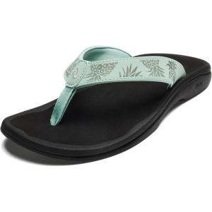OLUKAI Ohana Women’s Beach Sandals, Water Resistant Flip Flops, Arch Support & Comfort Fit, Lightweight & Durable, Enhanced Grip & Traction(Swell/Hua)