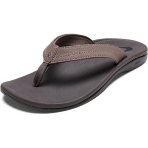 OLUKAI Ohana Women’s Beach Sandals, Water Resistant Flip Flops, Arch Support & Comfort Fit, Lightweight & Durable, Enhanced Grip & Traction(Warm Taupe/Island Salt)