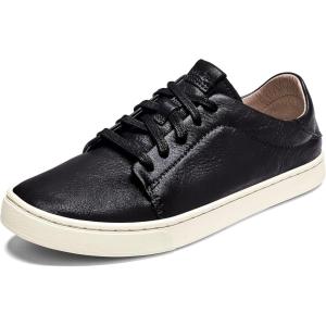 OLUKAI Pehuea Li ‘ILI Women’s Everyday Leather Sneakers, Casual & Versatile Shoes with Drop-in Heel, Soft & Premium Materials, All-Day Comfort & Support(Black)
