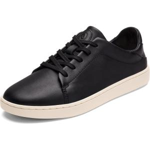 OLUKAI Pehuea Li ‘ILI Women’s Everyday Leather Sneakers, Casual & Versatile Shoes with Drop-in Heel, Soft & Premium Materials, All-Day Comfort & Support(Black/Black)