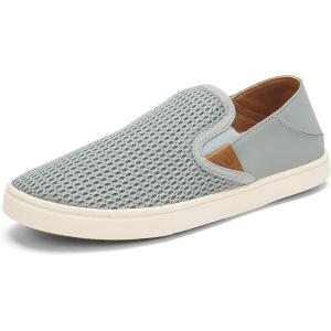 OLUKAI Pehuea Women’s Slip On Sneakers, Casual Everyday Shoes with Easy On & Off Design, Breathable Mesh & Drop-in Heel, All-Day Comfort & Support(Pale Grey/Pale Grey)