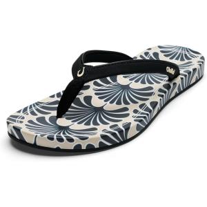 OLUKAI Uiki Women’s Beach Sandal, Quick-Dry Flip-Flop Slides, Water Resistant, Wet Grip Soles & Compression Molded Footbed(Black/Pa’i)