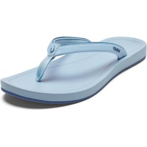 OLUKAI Uiki Women’s Beach Sandal, Quick-Dry Flip-Flop Slides, Water Resistant, Wet Grip Soles & Compression Molded Footbed(Bright Sky/Bright Sky)