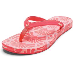 OLUKAI Uiki Women’s Beach Sandal, Quick-Dry Flip-Flop Slides, Water Resistant, Wet Grip Soles & Compression Molded Footbed(Hot Pink/Pa’i)
