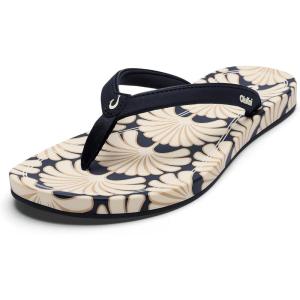 OLUKAI Uiki Women’s Beach Sandal, Quick-Dry Flip-Flop Slides, Water Resistant, Wet Grip Soles & Compression Molded Footbed(Trench Blue/Pa’i)