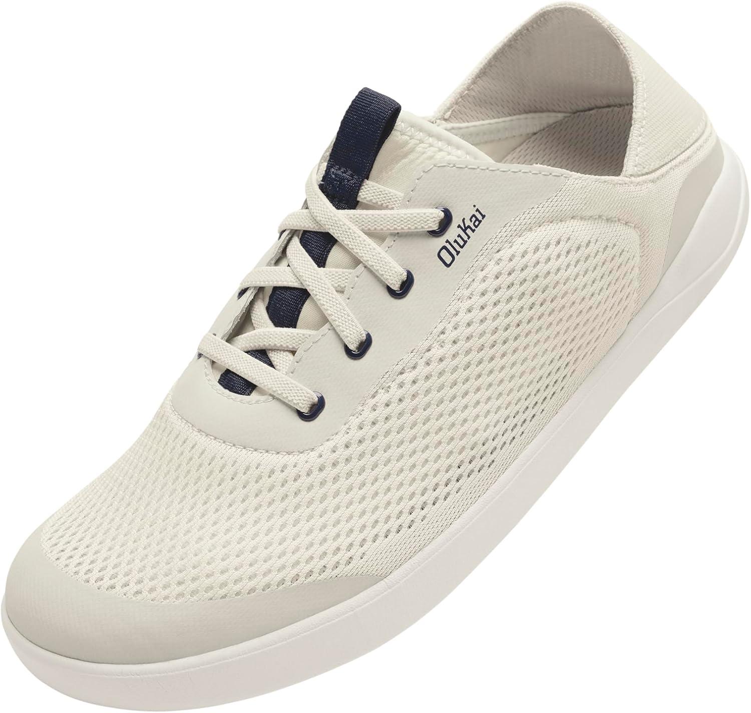 image:imageOLUKAI Ahi Mens Performance Marine Shoes WaterReady Sneakers with Customized Lacing Fit Lightweight amp Breathable Enhanced Grip amp TractionWhite SandTrench Blue