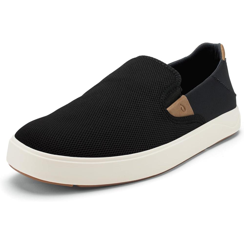 image:imageOLUKAI Mens Laeahi NUI SlipOn Shoes Everyday Shoe for Casual Wear Premium Leather amp Mesh Details AllDay Comfort amp Arch Support Trench BlueTan 11BlackTan