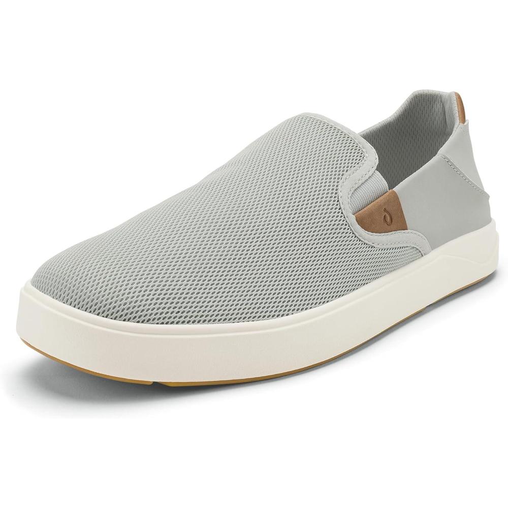 image:imageOLUKAI Mens Laeahi NUI SlipOn Shoes Everyday Shoe for Casual Wear Premium Leather amp Mesh Details AllDay Comfort amp Arch Support Trench BlueTan 11Cloud GreyTan