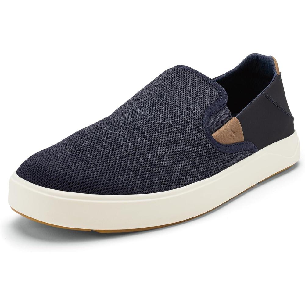 image:imageOLUKAI Mens Laeahi NUI SlipOn Shoes Everyday Shoe for Casual Wear Premium Leather amp Mesh Details AllDay Comfort amp Arch Support Trench BlueTan 11Trench BlueTan