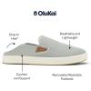 OLUKAI Men’s Lae’ahi NUI Slip-On Shoes, Everyday Shoe for Casual Wear, Premium Leather & Mesh Details, All-Day Comfort & Arch Support, Trench Blue/Tan, 11(Cloud Grey/Tan)