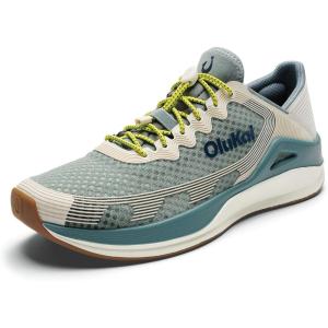 OLUKAI ‘Ahi Men’s Performance Marine Shoes, Water-Ready Sneakers with Customized Lacing Fit, Lightweight & Breathable, Enhanced Grip & Traction(Seagreen/White Sand)