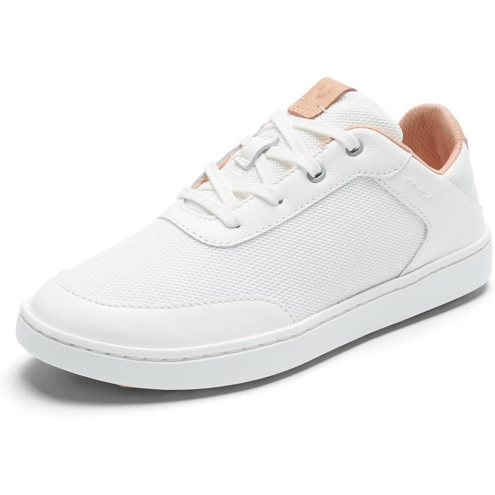 image:imageOLUKAI Kiahuna Womens Waterproof Golf Shoes Athletic LaceUp Design with Dropin Heel Breathable Mesh AllDay Performance amp SupportBright WhiteCantalope