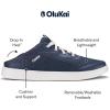 OLUKAI Kahakai Women’s Waterproof Leather Athletic Sneakers, Versatile Lace-Up Shoes with Drop-in Heel, Water Resistant & Supportive, All-Day Comfort(Trench Blue/Trench Blue)