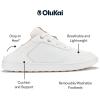 OLUKAI Kiahuna Women’s Waterproof Golf Shoes, Athletic Lace-Up Design with Drop-in Heel, Breathable Mesh, All-Day Performance & Support(Bright White/Cantalope)