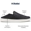 OLUKAI Pehuea Leather Women’s Slip-On Shoes, Casual Premium Leather, Easy Slip On Design, Reliable Everyday Comfort(Onyx/Onyx)