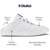 OLUKAI Puakea Women’s Waterproof Leather Golf Shoes, Athletic Lace-Up Design with Drop-in Heel, All-Day Performance(Bright White/Trench Blue)