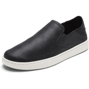 OLUKAI Pehuea Leather Women’s Slip-On Shoes, Casual Premium Leather, Easy Slip On Design, Reliable Everyday Comfort(Onyx/Onyx)