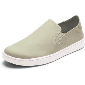 OLUKAI Pehuea Leather Women’s Slip-On Shoes, Casual Premium Leather, Easy Slip On Design, Reliable Everyday Comfort(Tapa/Ecru)