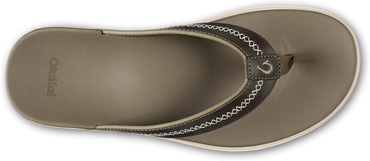 image:imageOLUKAI Mens Shoreline Leather Sandals Everyday FlipFlops with Premium Materials amp Rich Details AllDay Comfort amp Arch SupportMustangClay