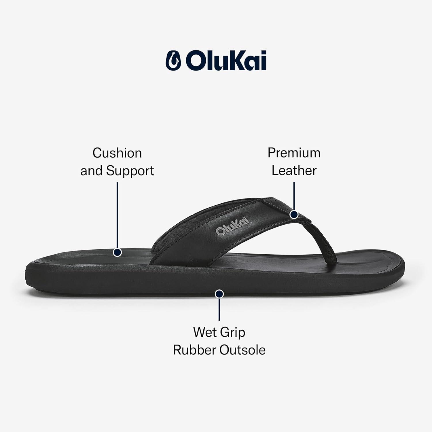 image:imageOLUKAI Pili Mens Leather Sandals Sleek amp Versatile Design Comfortable amp Waterproof Straps Arch Support amp Everyday WearLava RockLava Rock