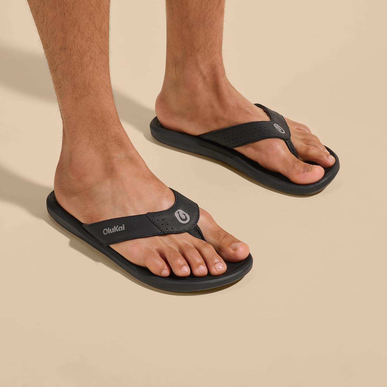 image:imageOLUKAI Pili Mens Leather Sandals Sleek amp Versatile Design Comfortable amp Waterproof Straps Arch Support amp Everyday WearLava RockLava Rock