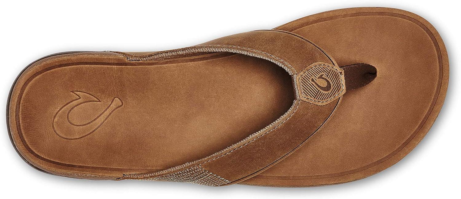 image:imageOLUKAI Tuahine Mens Waterproof Leather Sandals Versatile Beach Flip Flops Arch Support amp Comfort Fit Lightweight amp Durable Enhanced Grip amp TractionToffeeToffee
