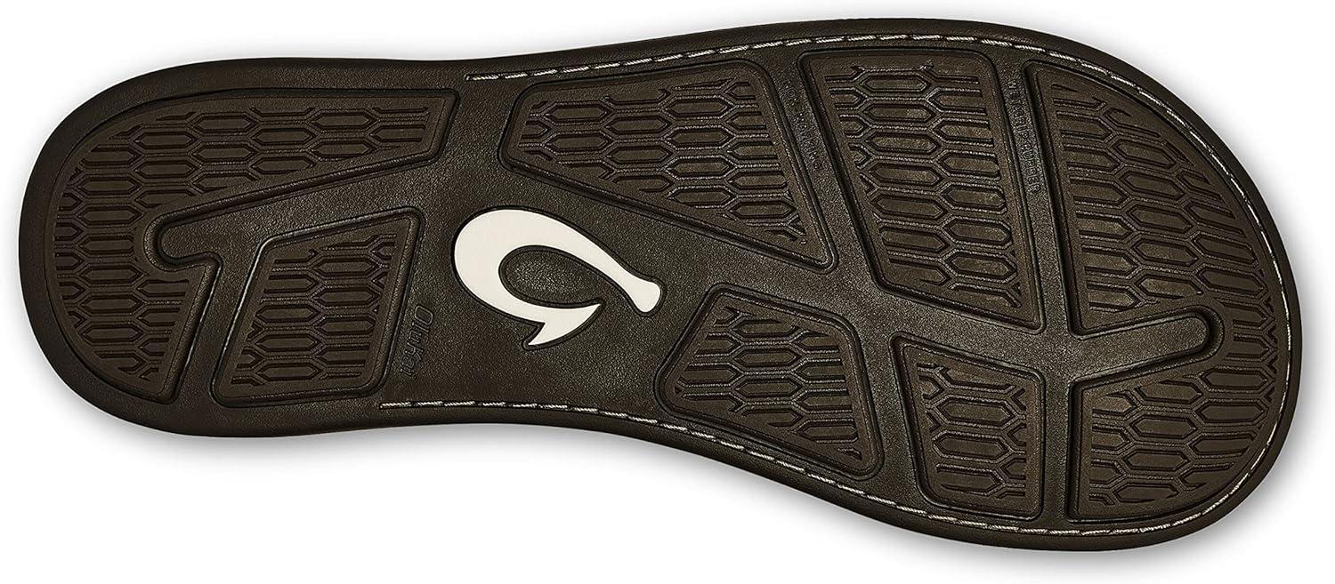 image:imageOLUKAI Tuahine Mens Waterproof Leather Sandals Versatile Beach Flip Flops Arch Support amp Comfort Fit Lightweight amp Durable Enhanced Grip amp TractionDark WoodDark Wood