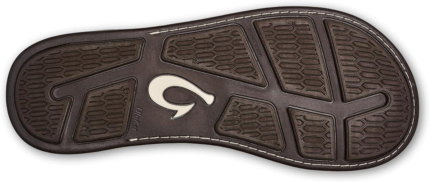 image:imageOLUKAI Tuahine Mens Waterproof Leather Sandals Versatile Beach Flip Flops Arch Support amp Comfort Fit Lightweight amp Durable Enhanced Grip amp TractionHunterGolden Sand