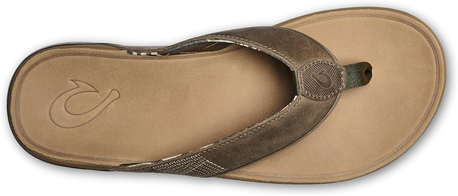 image:imageOLUKAI Tuahine Mens Waterproof Leather Sandals Versatile Beach Flip Flops Arch Support amp Comfort Fit Lightweight amp Durable Enhanced Grip amp TractionHunterGolden Sand