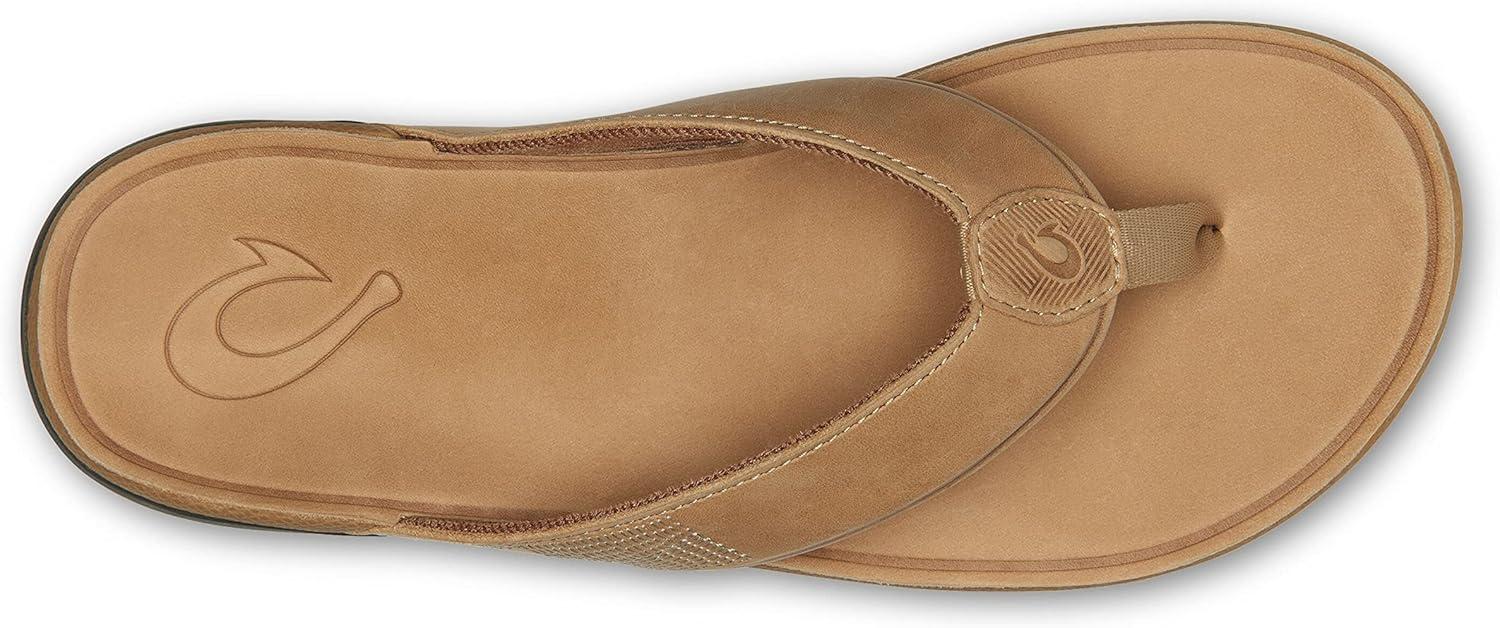 image:imageOLUKAI Tuahine Mens Waterproof Leather Sandals Versatile Beach Flip Flops Arch Support amp Comfort Fit Lightweight amp Durable Enhanced Grip amp TractionGolden SandGolden Sand