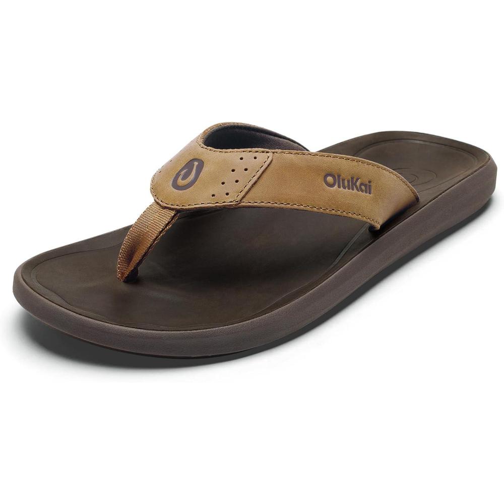 image:imageOLUKAI Pili Mens Leather Sandals Sleek amp Versatile Design Comfortable amp Waterproof Straps Arch Support amp Everyday WearTanDk Java